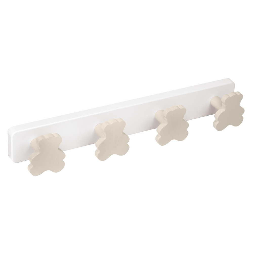 PERCHA Pared habitación BEBÉ Osos arena madera lacada con base plástico resina ABS 410x60MM