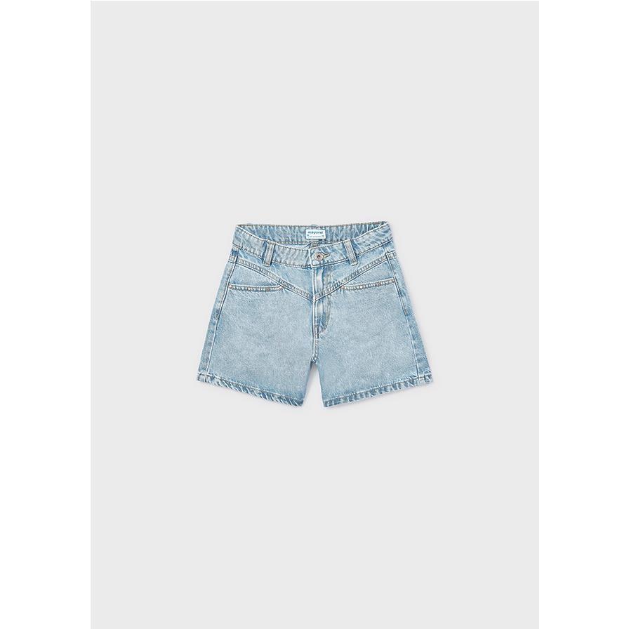 Mayoral - Pantalón corto tejano con remaches para niña, estilo vaquero casual y cómodo, ideal para verano y uso diario