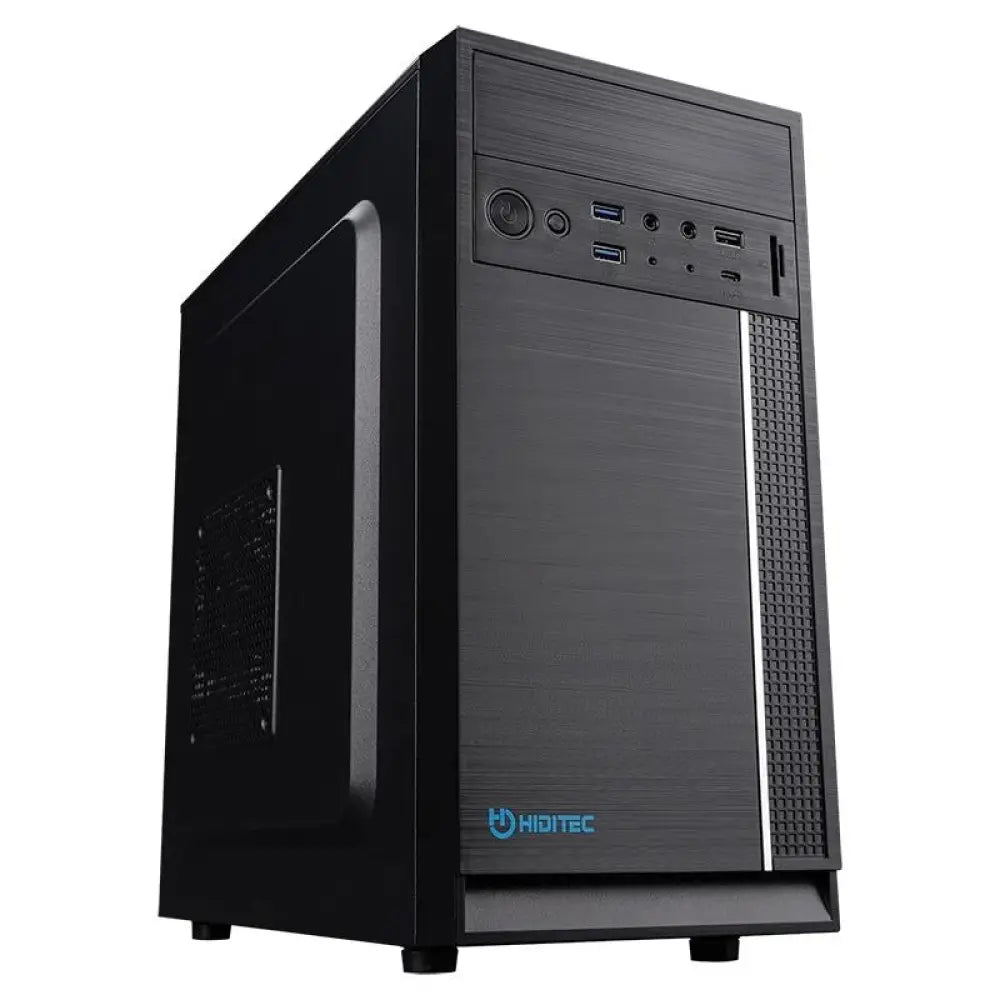 Hiditec - Caja minitorre Q5 PRO con fuente 500W y USB 3.1 Type-C, compatible con micro ATX/ITX, diseño compacto para oficina o trabajo profesional