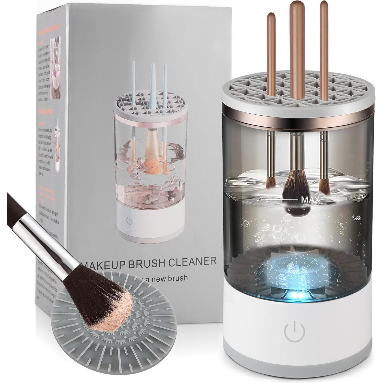 Cepillos de maquillaje eléctrico limpiador, portátil USB reutilizable maquillaje cepillo limpiador máquina, rápida limpieza y secado
