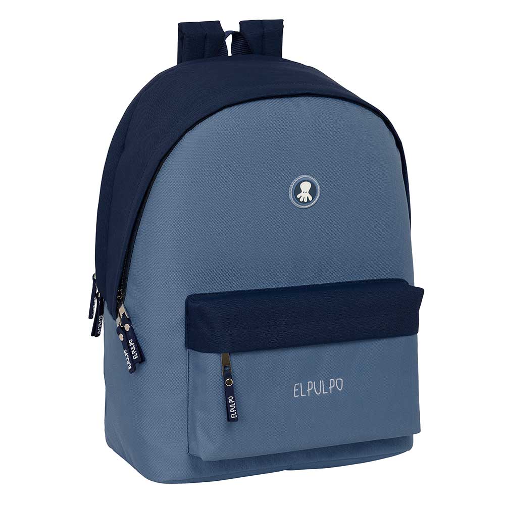 SAFTA | Mochilas Escolares Doble El Pulpo para Portátil y Tablet Compartimento Antirrobo Trasero Acolchado, Doble Tirador en Cremallera Principal, Bolsillo Frontal con Cremallera, Asa Superior, Marino
