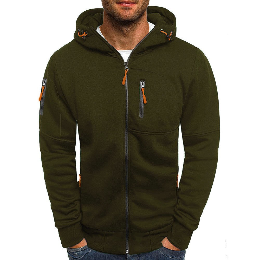 TK Chaqueta deportiva de talla grande para hombre, para otoño e invierno, con cremallera en el brazo, informal, tipo cárdigan, con capucha