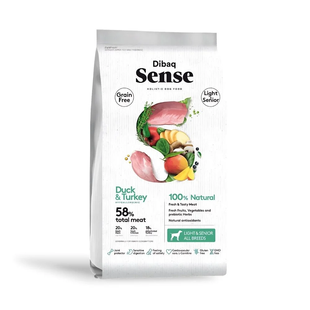 Dibaq Sense Grain Free Pato y Pavo Light o Senior 12 kg