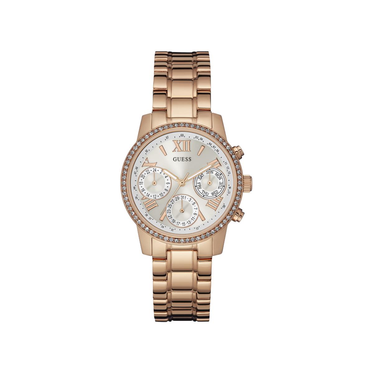 Guess Reloj Mujer Caja De Acero Pulsera Acero De Color Oro Rosa Resistente Al Agua 5 Atm W0623l2