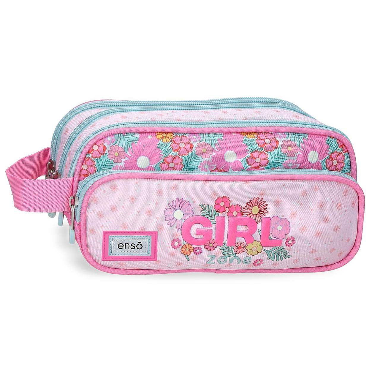 Estuche cinco compartimentos Enso Girl Zone 22 cm x 10 cm x 11 cm Fucsia