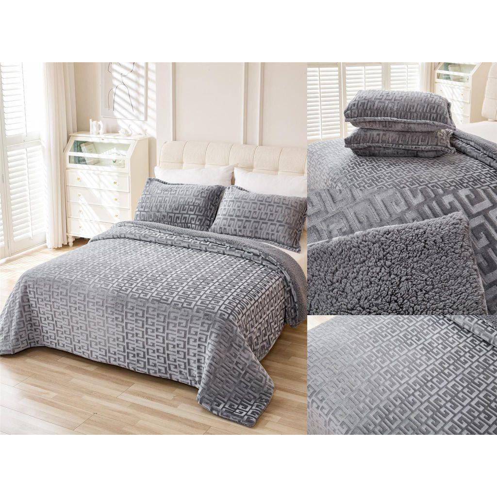 Edredón Manta Borrego griego suave y cálido con fundas de almohada 180x240cm (1 funda) y 220*240 cm (2 fundas), disponible en 3 Colores. Manta Gruesa Térmica y Ligera, Ropa de Cama Moderna y Acogedora. ✅ Entrega en 48-72h