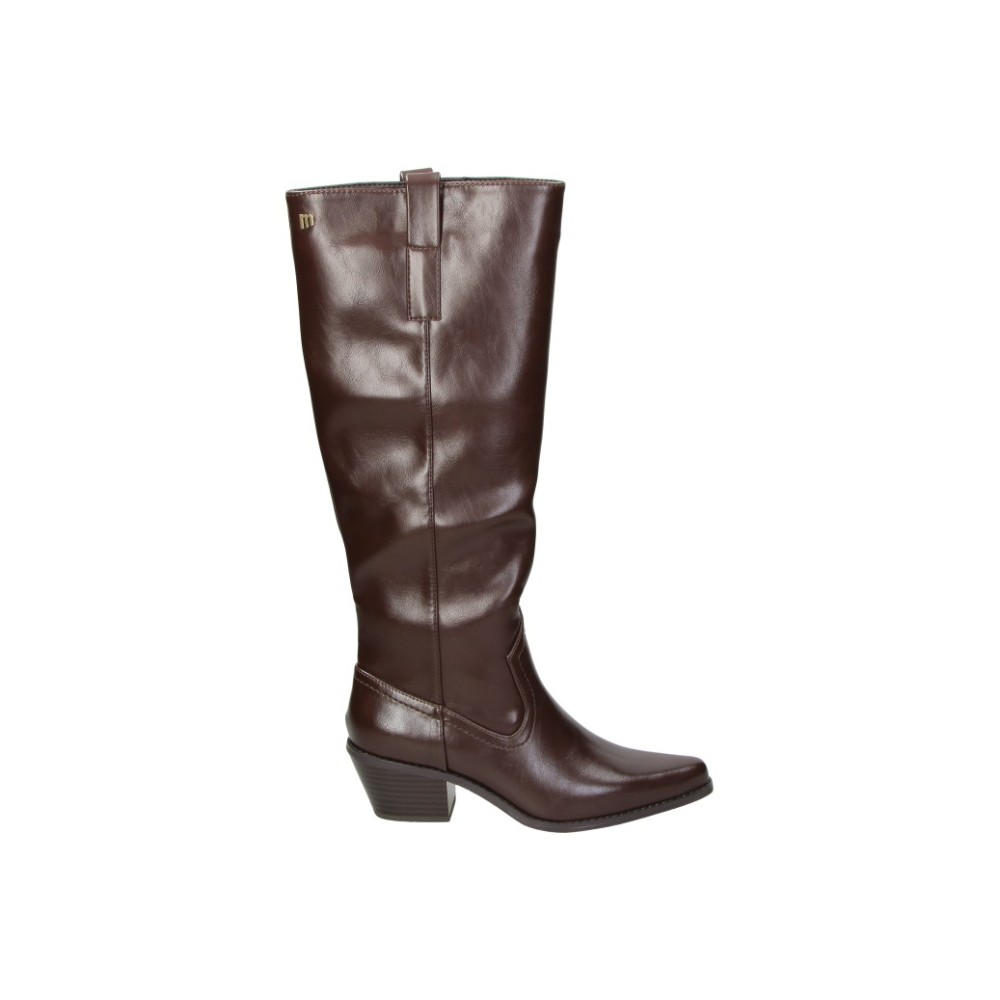 MTNG | Botas Camperas con Tacón Mustang Texas para Mujer – Botas Cowboy en Color Moka con Cremallera Lateral – Bota de Caña Alta – Tacón Medio y Cómodo – Versátiles – Polipiel – Modelo 55464