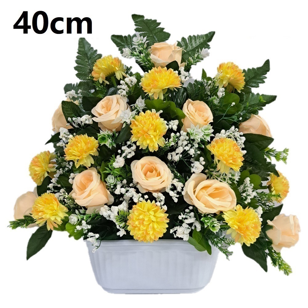 Flores artificiales para cementerio,Centro Flores para santos duraderas de tela con maceta,Gerimport,Envios desde España