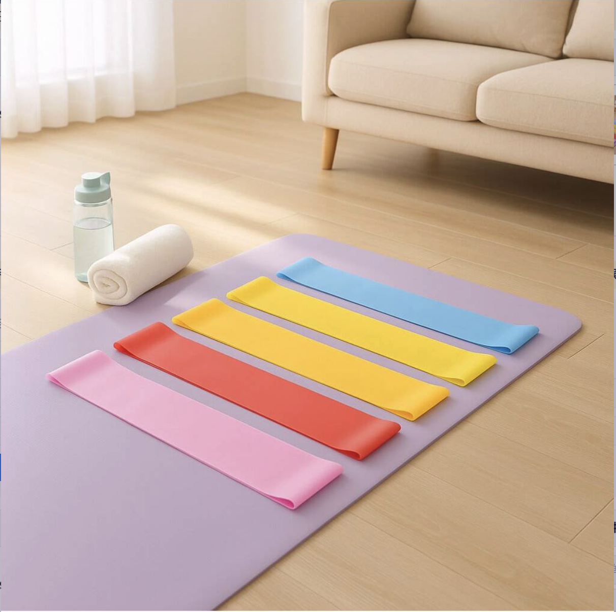5pcs Bandas Elásticas de Resistencia 5 Piezas – Gomas de Entrenamiento de Látex TPE para Yoga, Pilates, Fitness y Rehabilitación