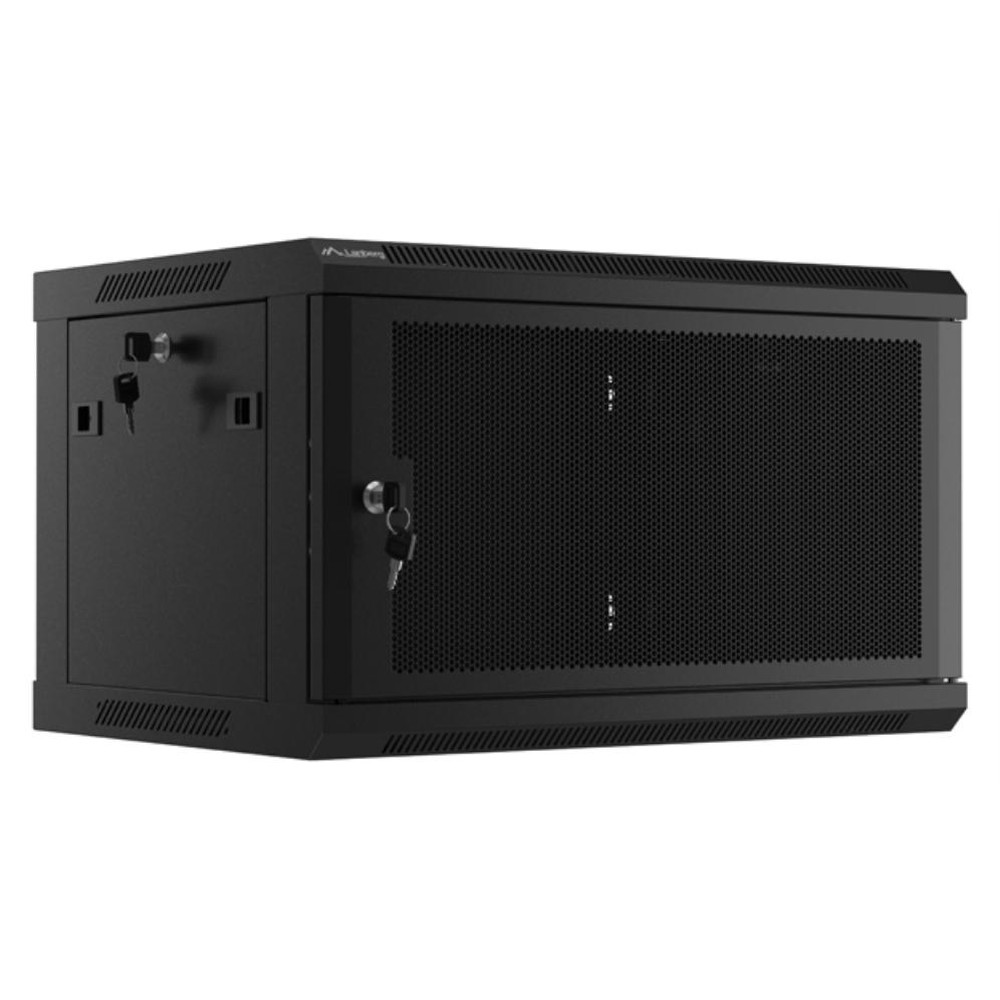 Lanberg - Bastidor de pared WF01-6406-23B 6U para instalaciones de red y data centers pequeños, capacidad 60 kg, protección IP20, autoinstalable, color negro