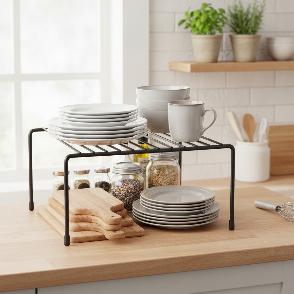 CONFORTIME | Estantes Organizadores de Cocina de Metal, Estanterías de Encimera y Bajo Estante Plegables, Organizadores Multiusos para Platos, Especias y Despensa, Almacenaje y Organización para Cocina y Hogar