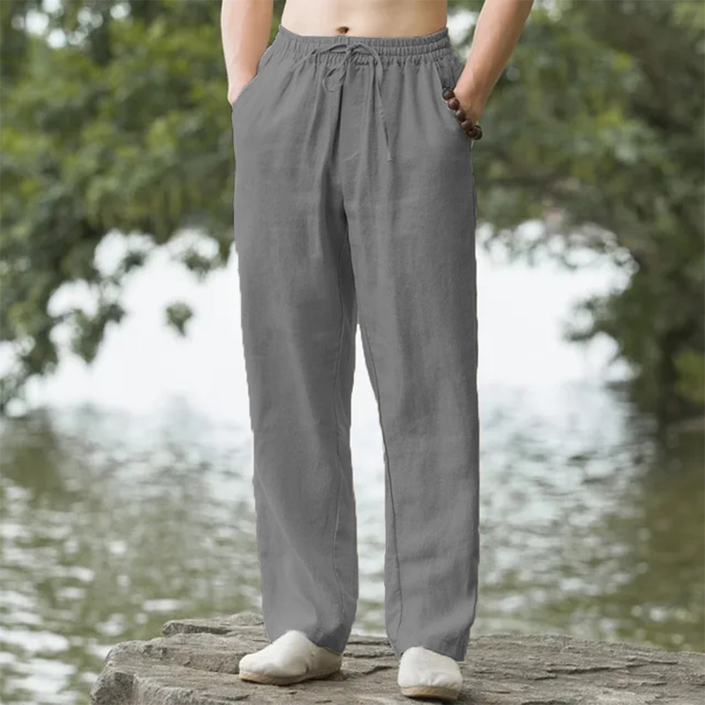 TK Pantalones De Playa Para Hombre Joggers Streetwear Algodón Lino Casuales Verano Sueltos Longitud Havaiano Vacaciones