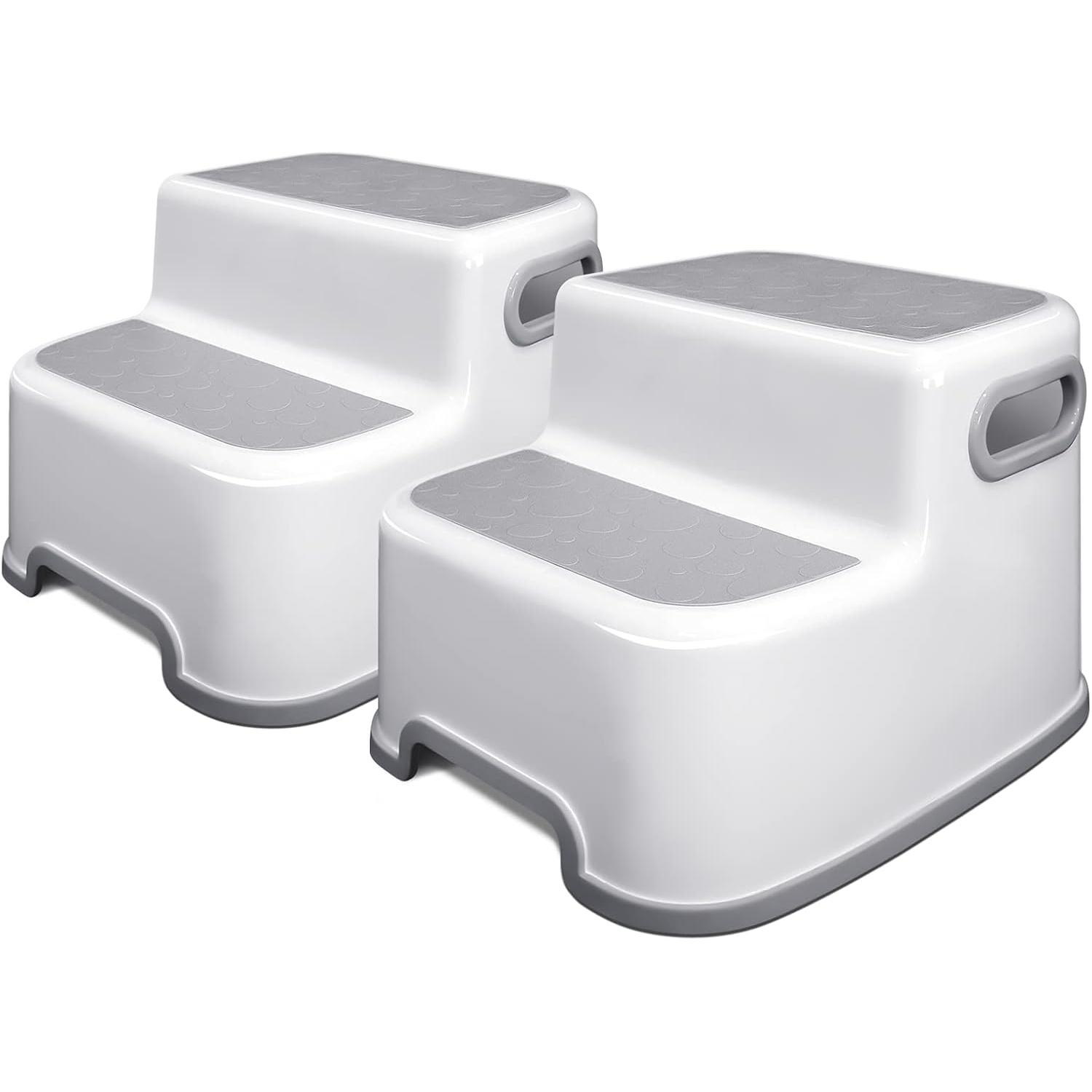 TK Taburete para niños, taburete antideslizante de dos niveles, ideal para niños pequeños (paquete de 2)