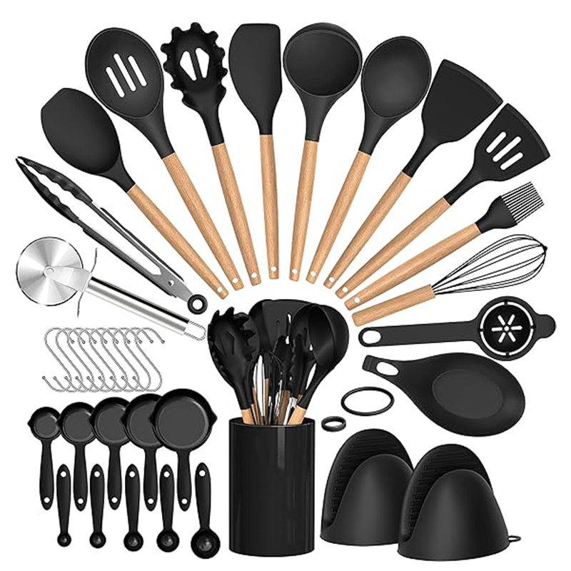 TK Set De Utensilios De Cocina Ecológicos De Silicona 36 Piezas Con Soporte Para Cocinar Y Hornear Herramientas De Cocina Prácticas Y Duraderas