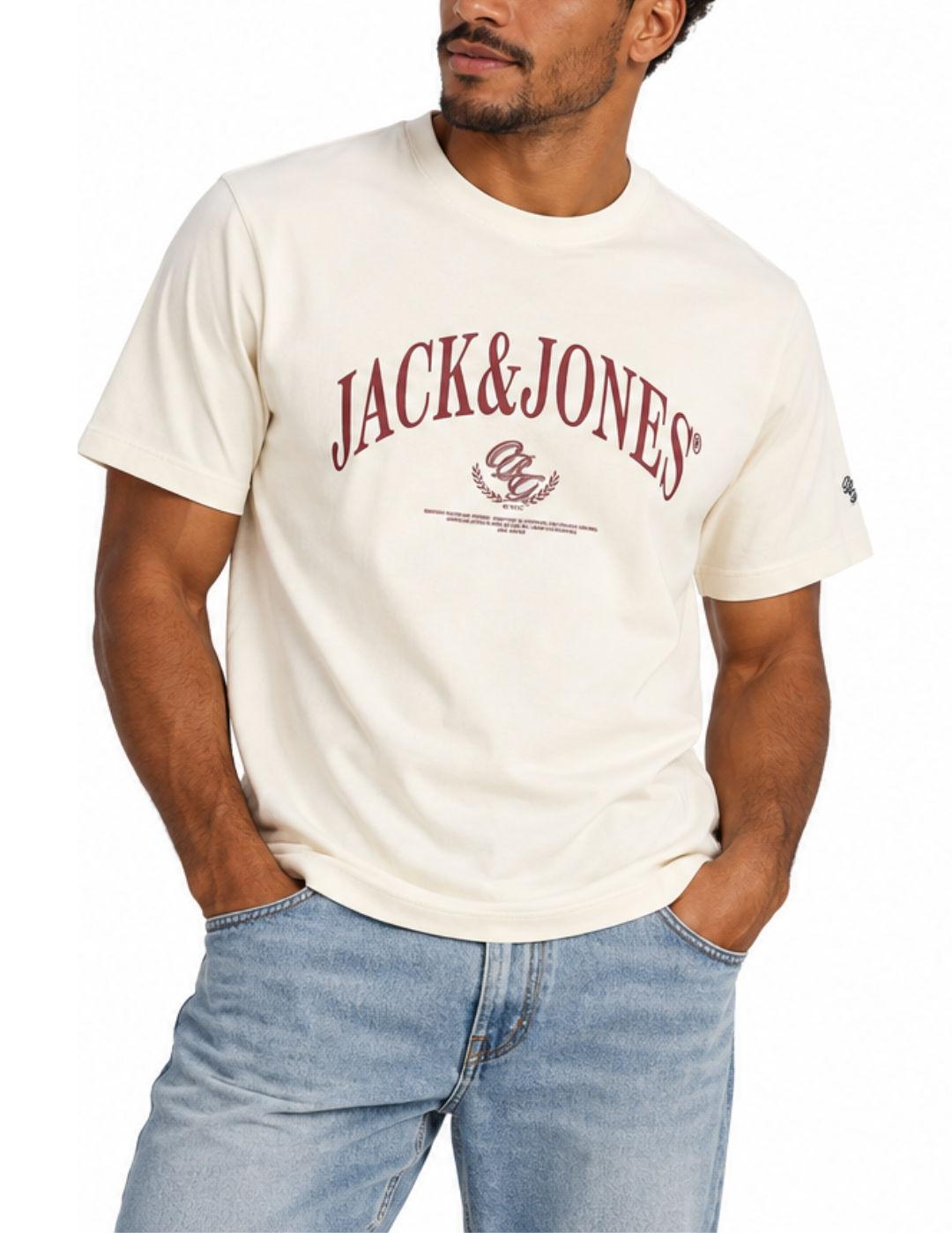 Camiseta Jack&Jones Frederiksb beige manga corta de hombre