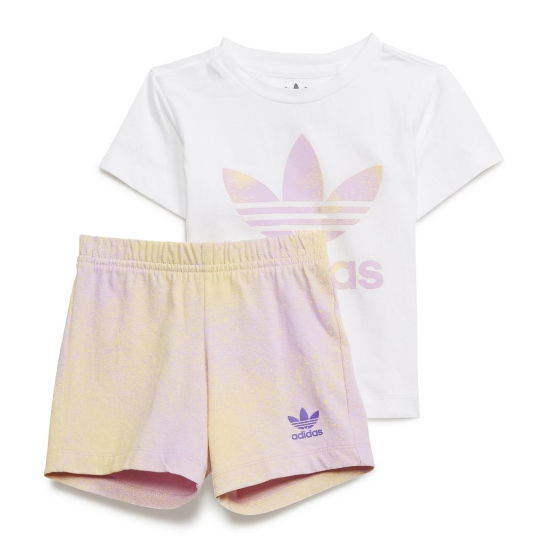 Conjunto Niña adidas Tee Set Blanco Amarilla Lila