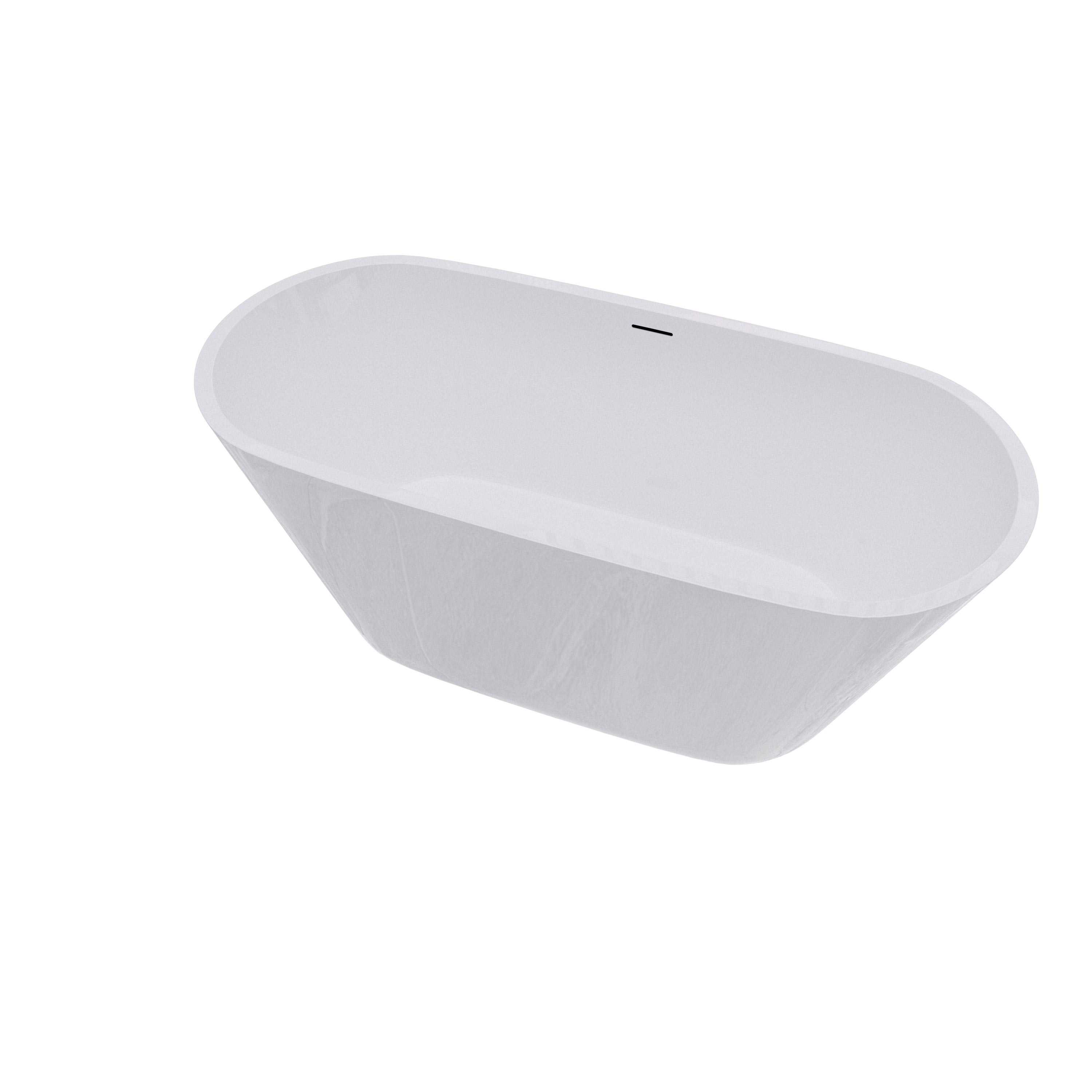 AICA Bañera acrílica exenta ovalada,1500x700x580mm,color blanco,incluye manguera + desagüe