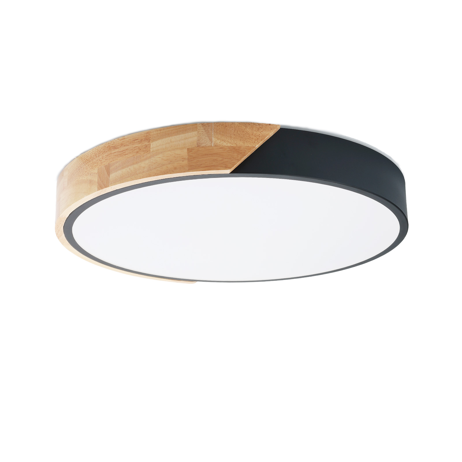 Plafón LED Circular Ø50 cm 40W, Metal y Madera Natural, Luz CCT 3000K-4000K-6000K, Diseño Moderno y Minimalista