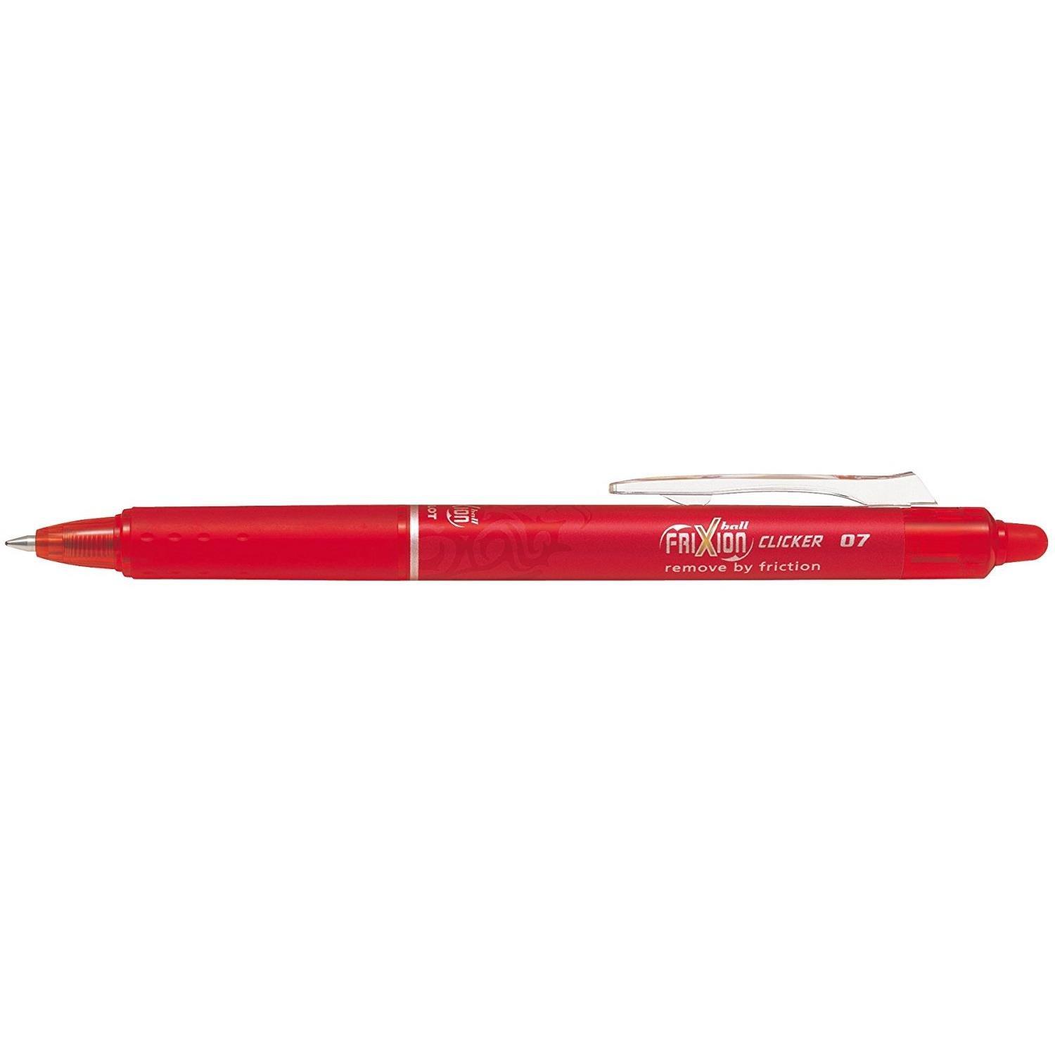 Pilot - Frixion Ball Clicker - Bolígrafo borrable - Roller Tinta De Gel - Rojo - Punto Medio - (Caja 12 unidades)