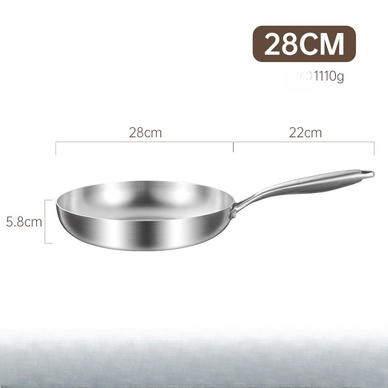 Sartén de Acero Inoxidable 304 de 3 Capas - Para Inducción y Gas (Antiadherente Natural Sin Químicos)