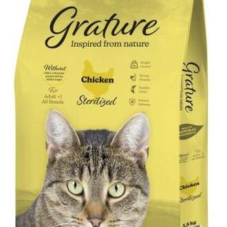 Grature Pienso de Pollo para Gatos Adultos Esterilizados (Gatos , Comida , Pienso) - 1.5 Kg