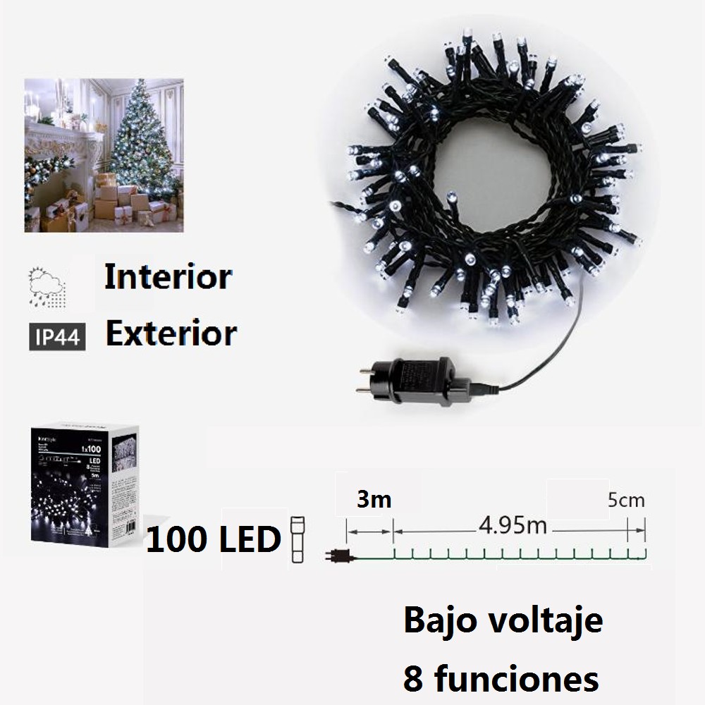 Guirnalda de Luces LED para Navidad - 8 funciones; Ideal para decorar árboles de Navidad tanto en interiores como exteriores - Kmt Style