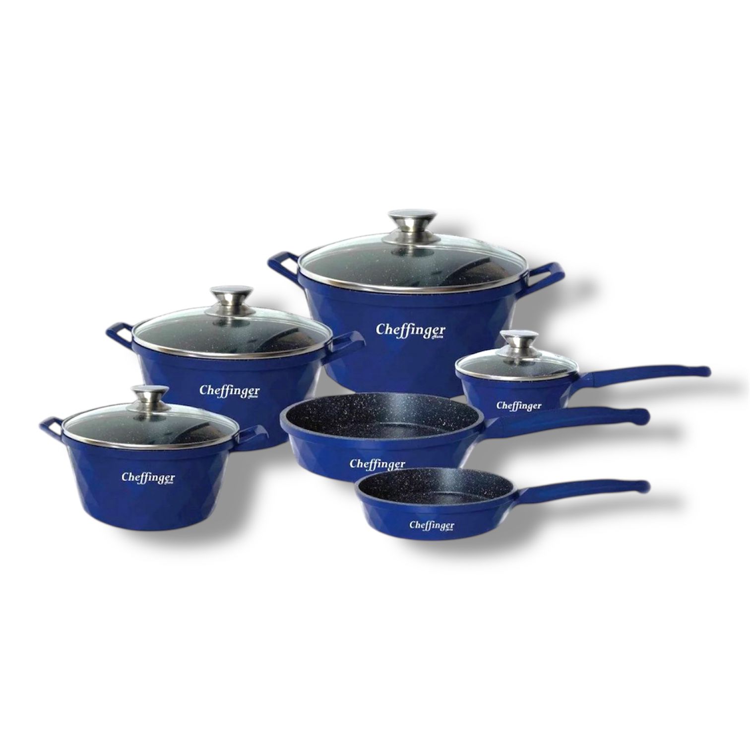Juego de utensilios de cocina Cheffinger - 12 piezas - Verde - Inducción - Con tapas de vidrio - SET DE OLLAS - SARTENES