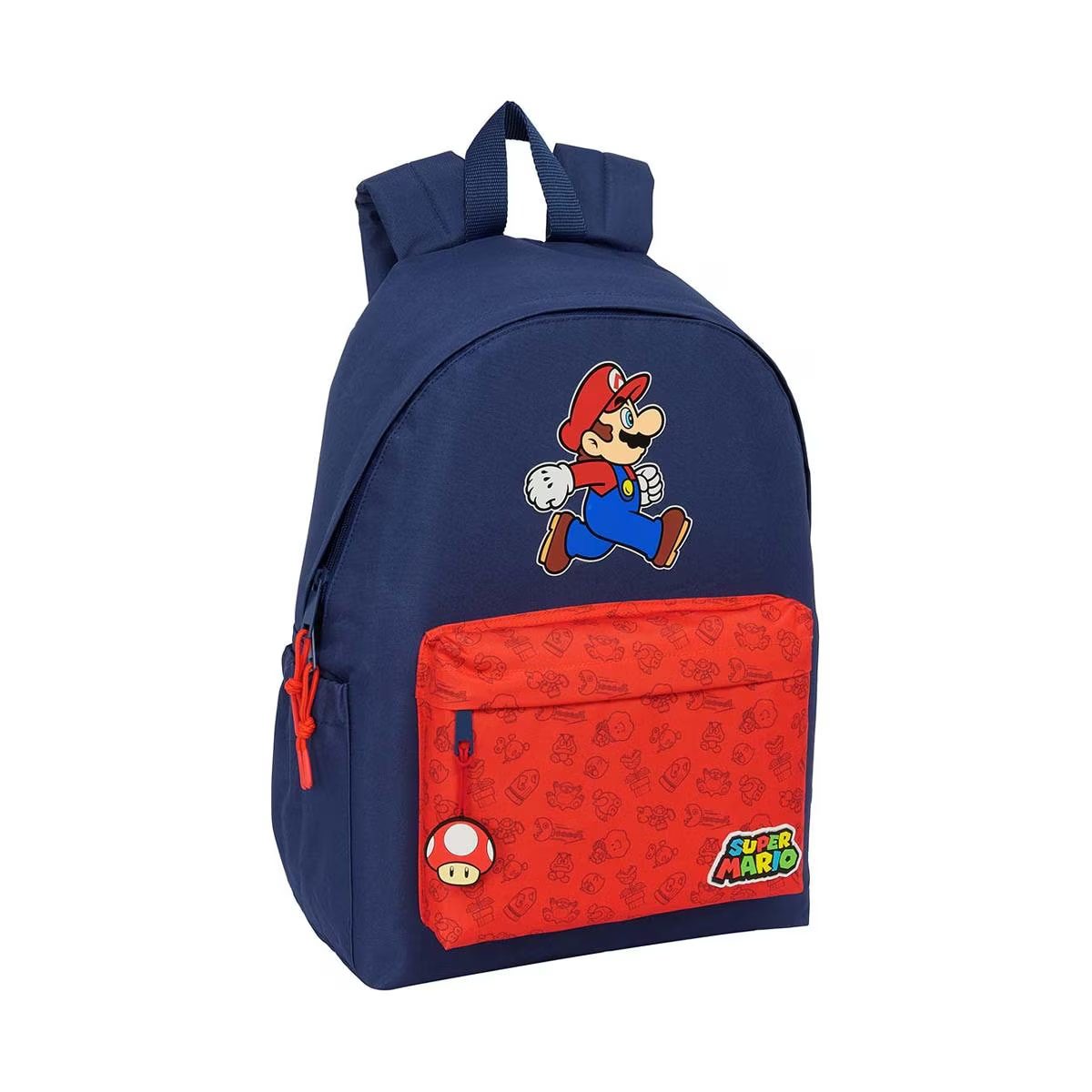 SAFTA | Mochila Grande con Ruedas Super Mario Compact Evolution Extraíble, Hombreras y Espalda Ergonómicas Acolchadas, Bolsillo Frontal Gran Formato, Laterales Portabotellas, Asa Superior, Organizador