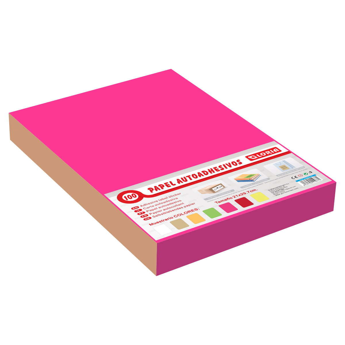 Papel autoadehsivo de color rosa magenta fucsia A4  21*29.7CM, etiqueta adhesiva para impresoras. 00564-56