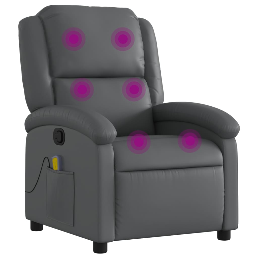 vidaXL Sillón reclinable de masaje en piel sintética negra Multicolor