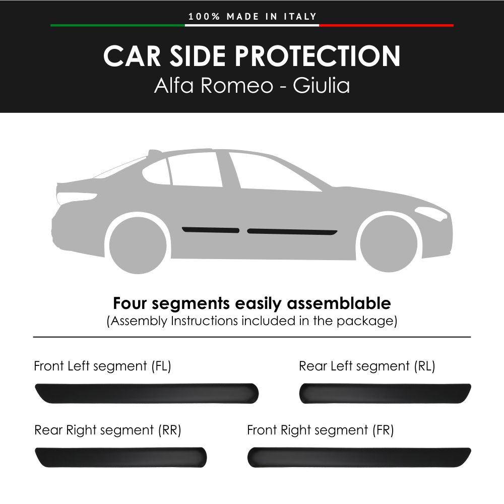 Molduras laterales parachoques Alfa Romeo Giulia con doble cara pegatina 3M