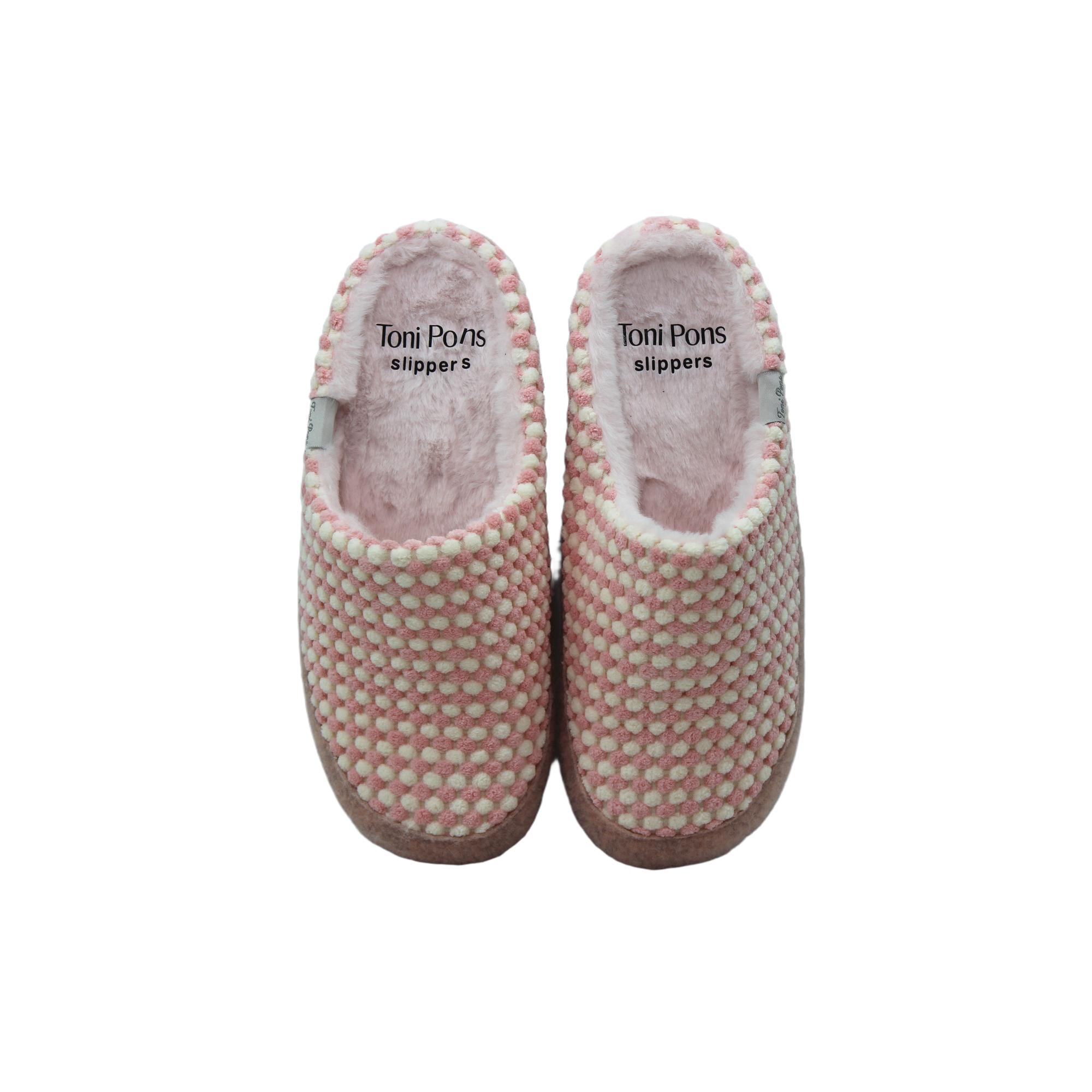 Toni Pons MALU-CN Zapatillas de casa destalonadas, tejido trenzado, forro pelo suave, suela goma, para señora