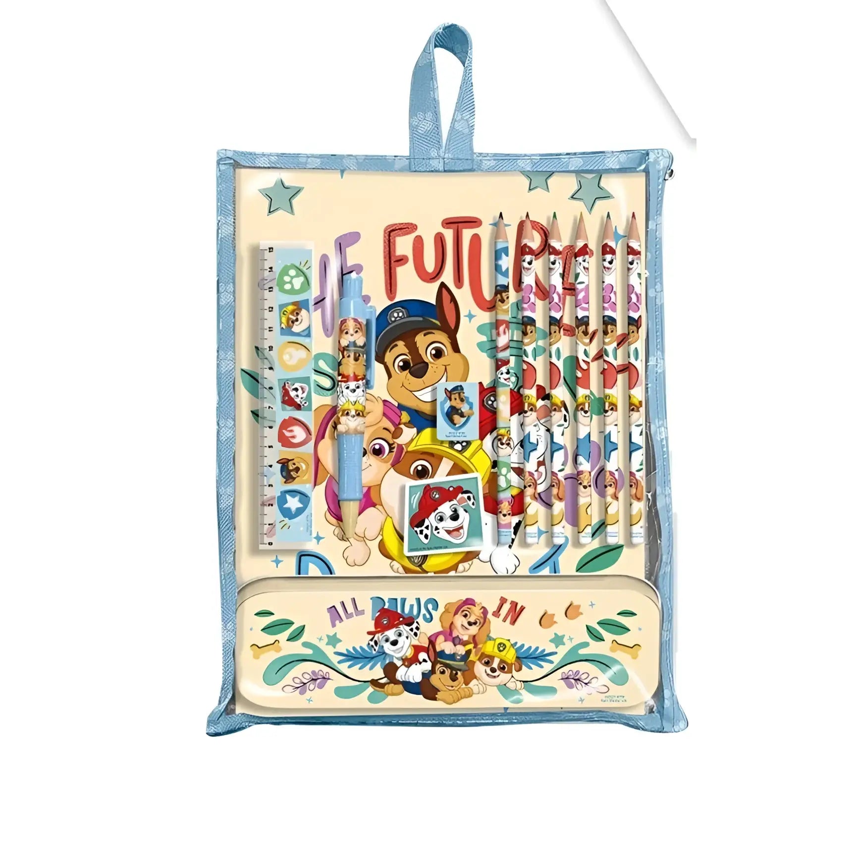 Paw Patrol - Bumper protector con papelería infantil para guardar útiles escolares, diseño colorido y divertido de Patrulla Canina, ideal para niños fans del personaje