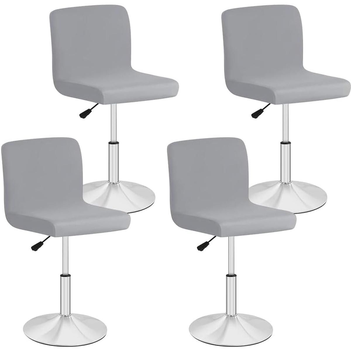 Een set van 4 afneembare, wasbare stoelhoezen met elastische banden, inclusief rugleuninghoezen, geschikt voor bars, woningen, cafés, enz., in grijs.
