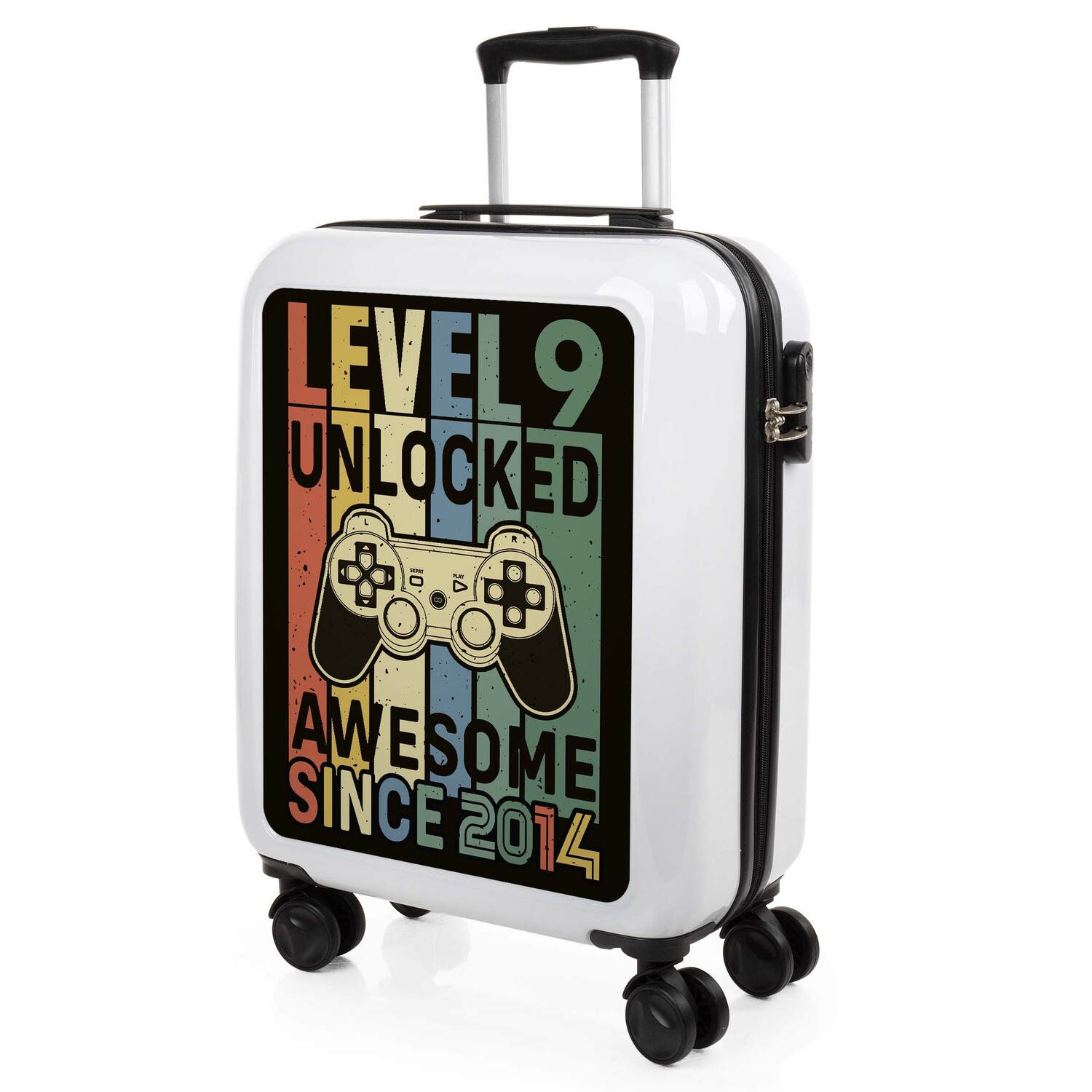 Maleta de Cabina Infantil Gamer Videojuegos – Level 9 Unlocked | ABS + Candado + Ruedas 360°