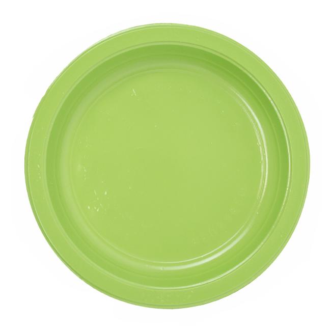 MONOUSO | Plato de Plástico PS Reutilizable Llano Verde Lima Ø220mm (300 Uds)