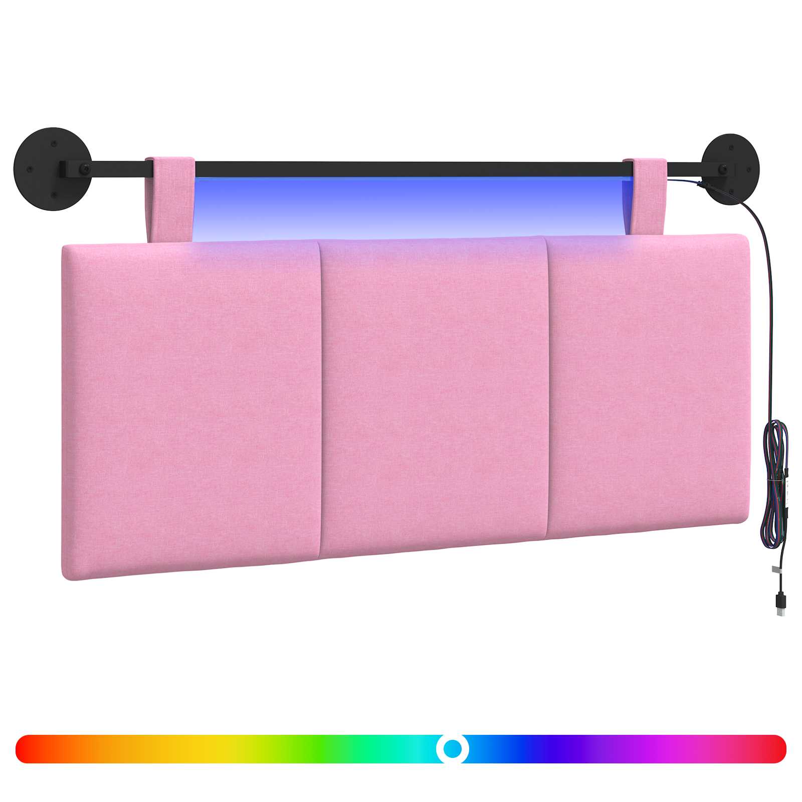 vidaXL Cabecero colgante Con luz LED  Tela 110 x 55 x 5 cm Multicolor