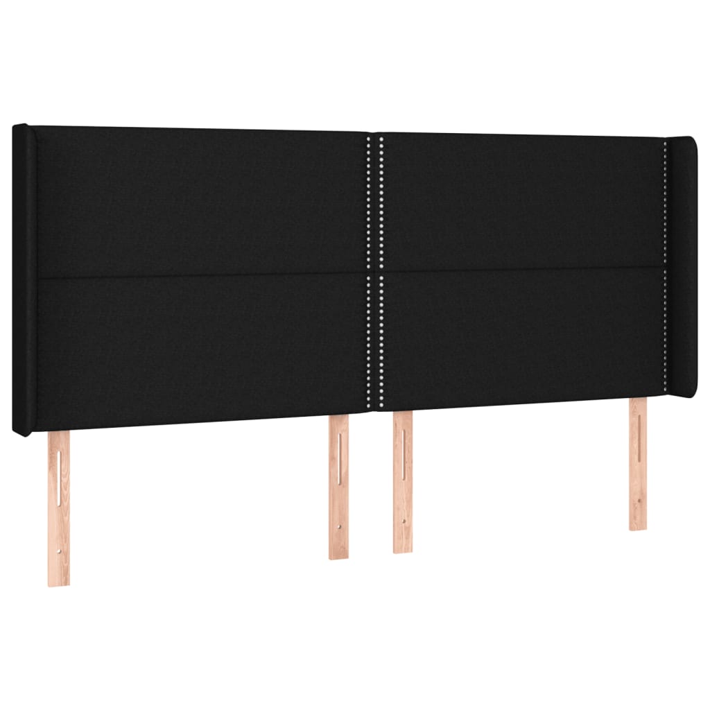 vidaXL Cabecero con LED de tela negro 203x16x118/128 cm