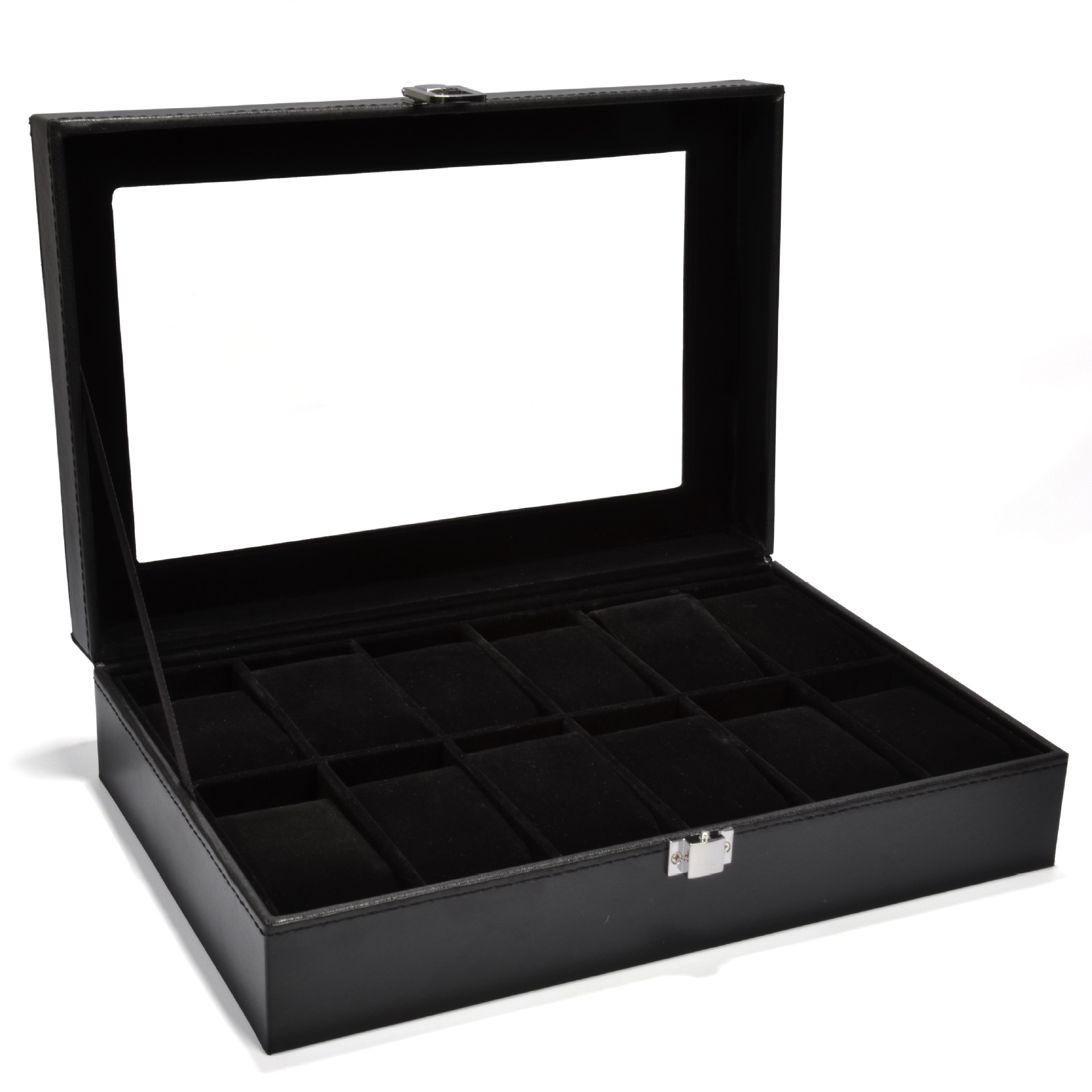 TK Caja De Relojes Con Tapa De Vidrio Grande Y 12 Slots Organizador De Cajas De Relojes De Cuero Para Regalar a Tus Amados