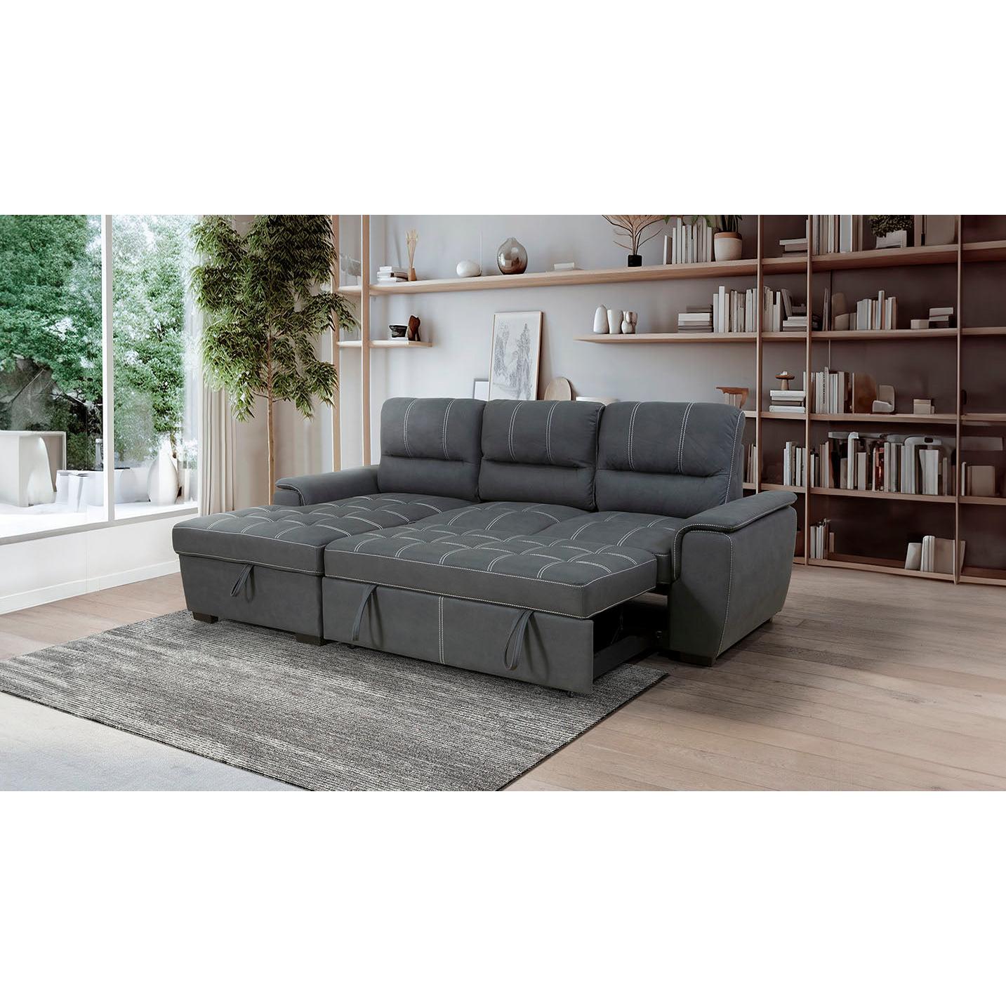 Sofa Cama Chaise Longue New Farrar 256cm Negro, Chaise Derecho