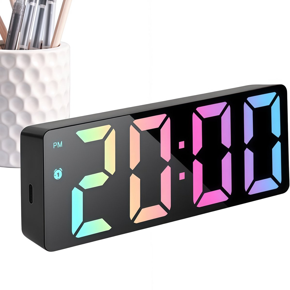 Reloj despertador - Reloj despertador digital - Reloj LED - Reloj despertador LED - Reloj de escritorio - Reloj digital - Con función de repetición - Con pantalla brillante - Pantalla LED grande - Con hora - Con fecha - Con temperatura - Funciona con USB
