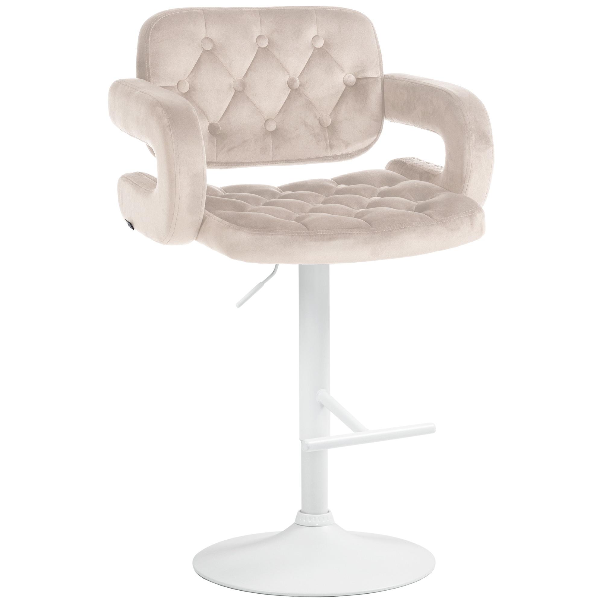 Taburete de bar Dublin en terciopelo Crema,Metal blanco mate