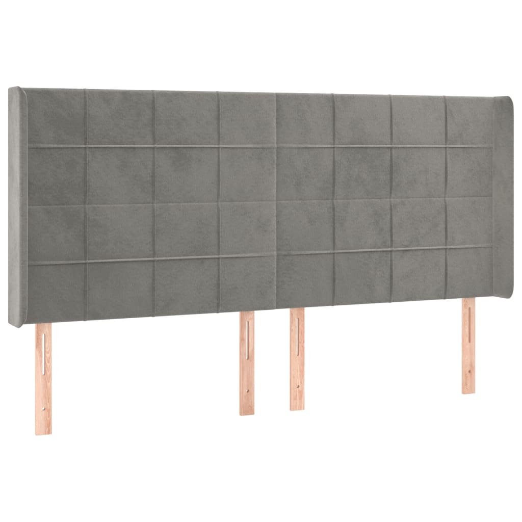 vidaXL Cabecero con LED de terciopelo gris claro 183x16x118/128 cm