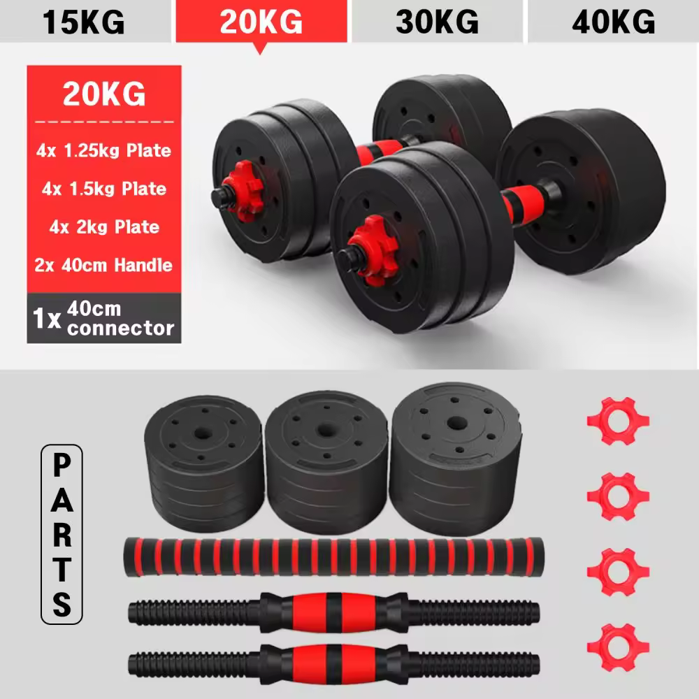 Juego de Mancuernas Ajustables 2 en 1, con Barras, Multifunción, 10kg-20kg-25kg-30kg