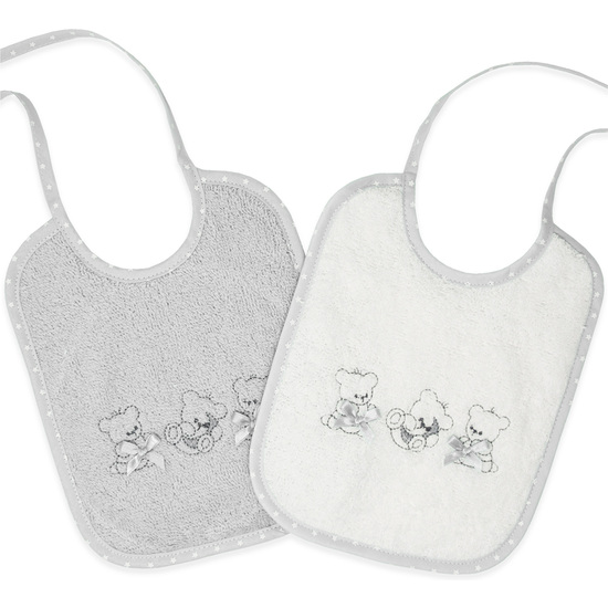 DUFFI BABY - BABERO BORDADO RIZO + TELA 100% ALGODÓN (2 PIEZAS) 20X25 CM -Babero Tela Suave para Bebé  - Babero Material Fácil Limpieza  Para Bebé - Babero Estampados Divertidos Para Bebés - Babero Especialmente Diseñado Para Uso Bebés.