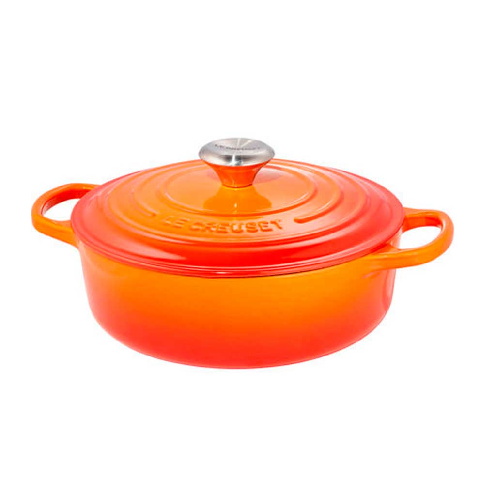 Cocotte Redonda Baja Evolution de Le Creuset en Hierro Fundido Esmaltado, Ideal para Asados, Arroces y Guisos, 3,1 L y 6,4 L
