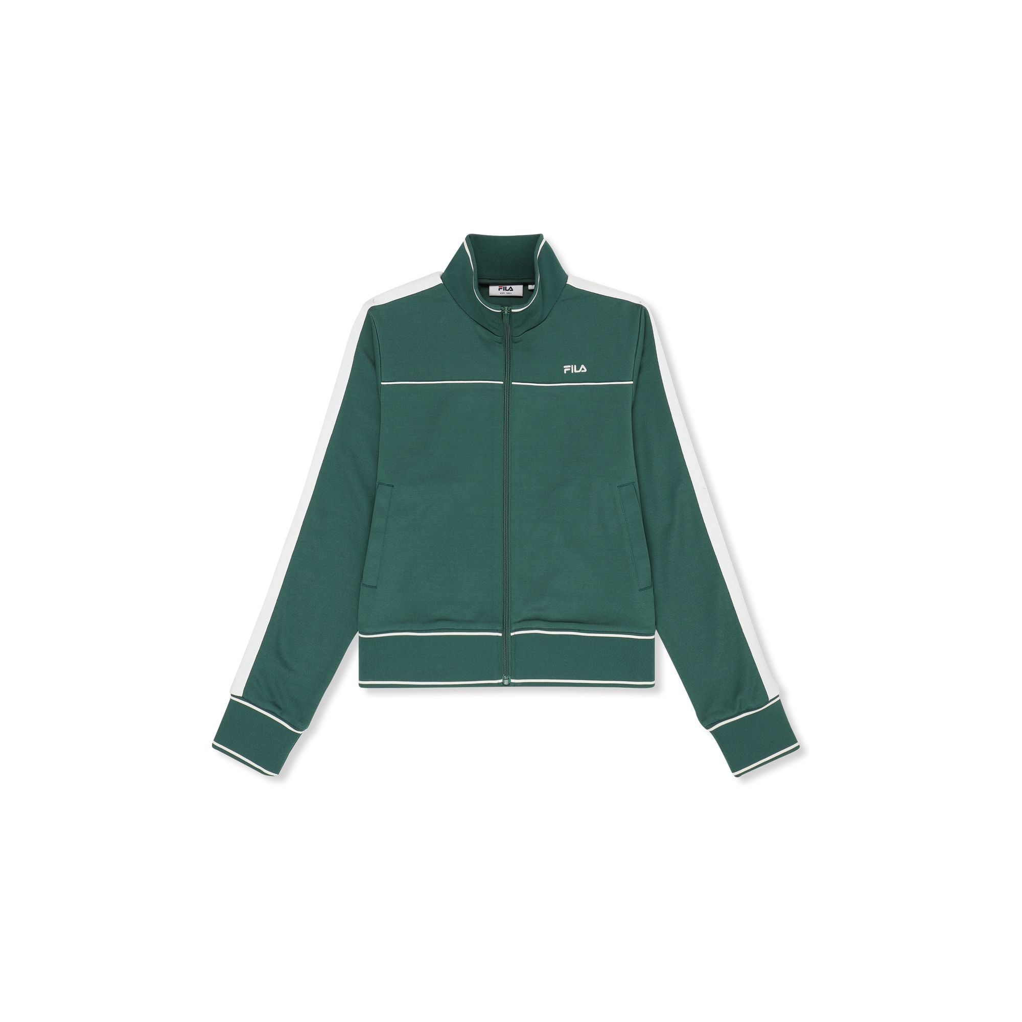 FILA | Chaquetas Mujer, Modelo Michi Regular Cropped Taped Track Jacket, Chaqueta Deportiva Cropped en 100% Poliéster con Cierre de Cremallera y Cinta en Manga