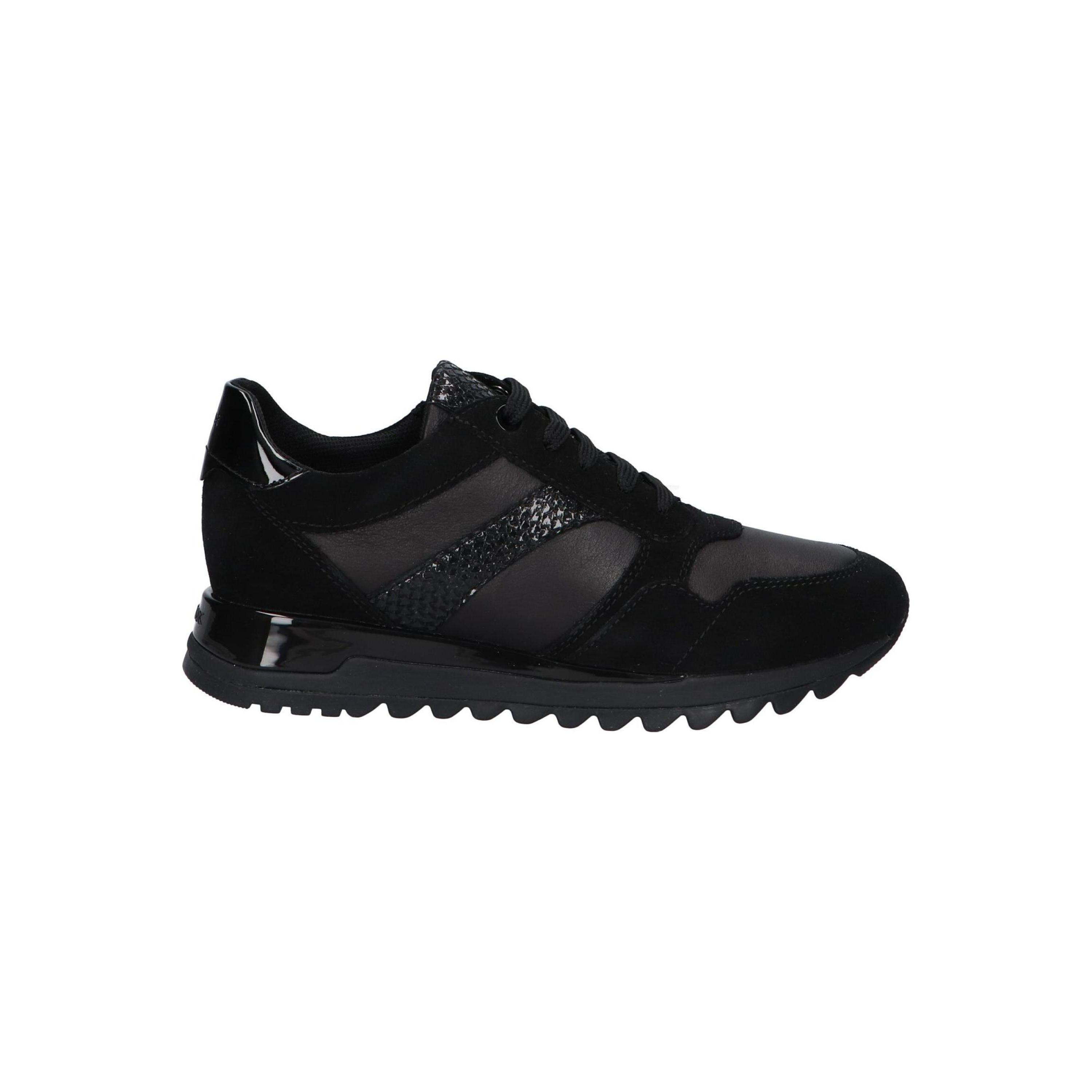 Geox women's casual sneakers - Comfortable leather and textile shoes with rubber sole, lace-up design, closed toe, breathable, perfect for autumn-winter, versatile footwear for women.
