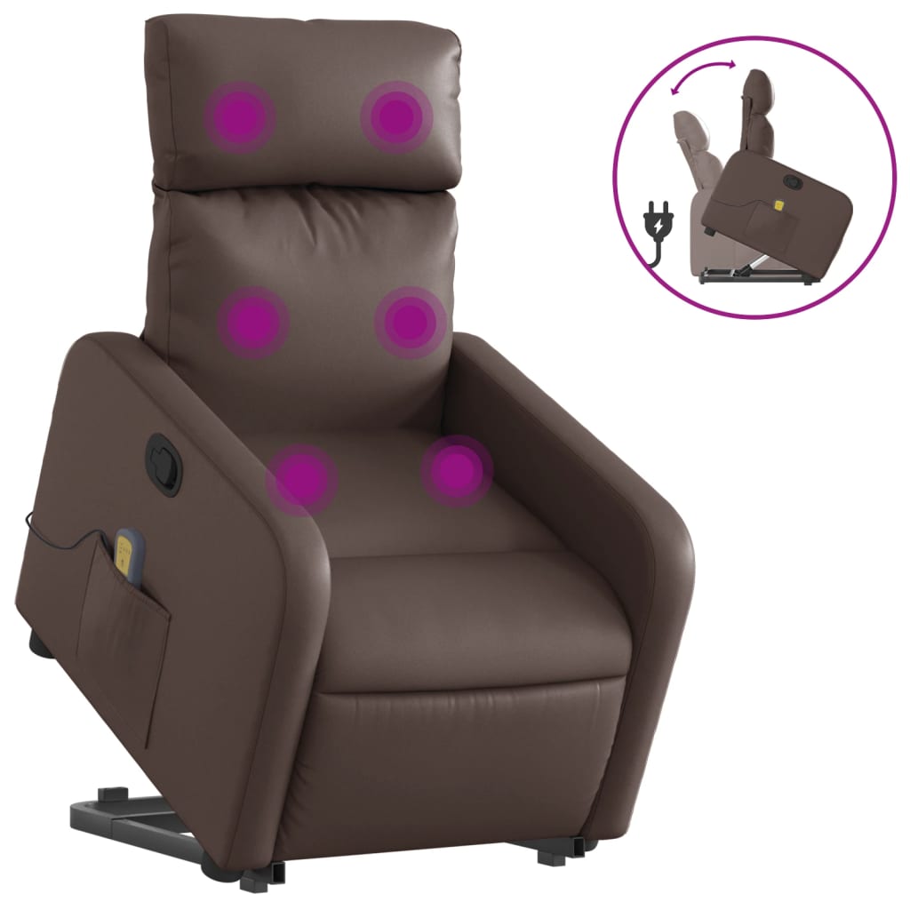 Vidaxl Sillón Reclinable de Masaje de Pie de Cuero Sintético Negro