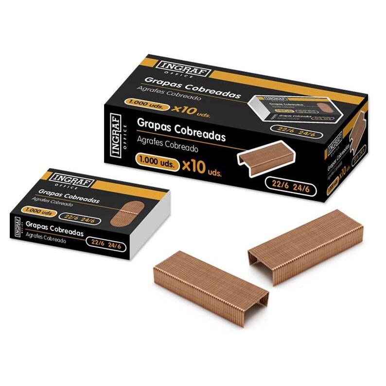 Ingraf caja de 1000 grapas 22/6 cobreadas